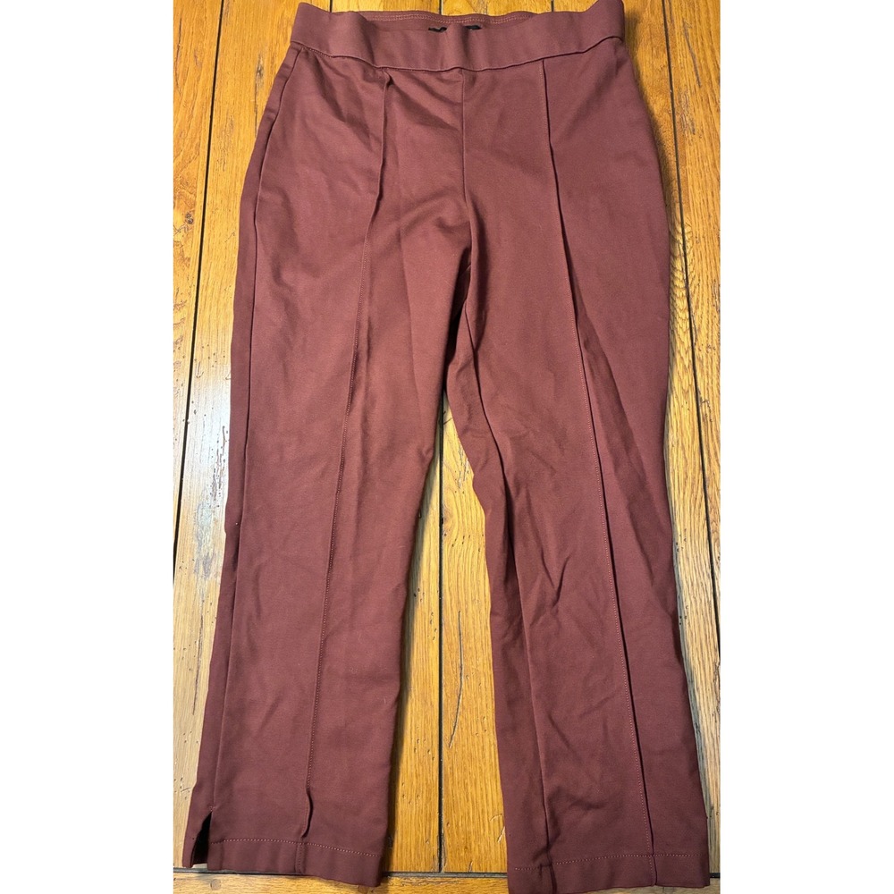 Christian Siriano New York Womens Pintuck Pull On Trousers Burgundy Large